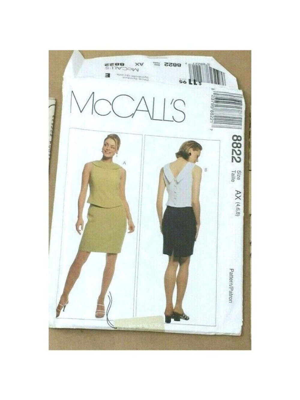 Vintage Sewing Pattern McCalls 8822 Misses Mock 2-Pc Dress Jones NY Sz 4-8 U/C